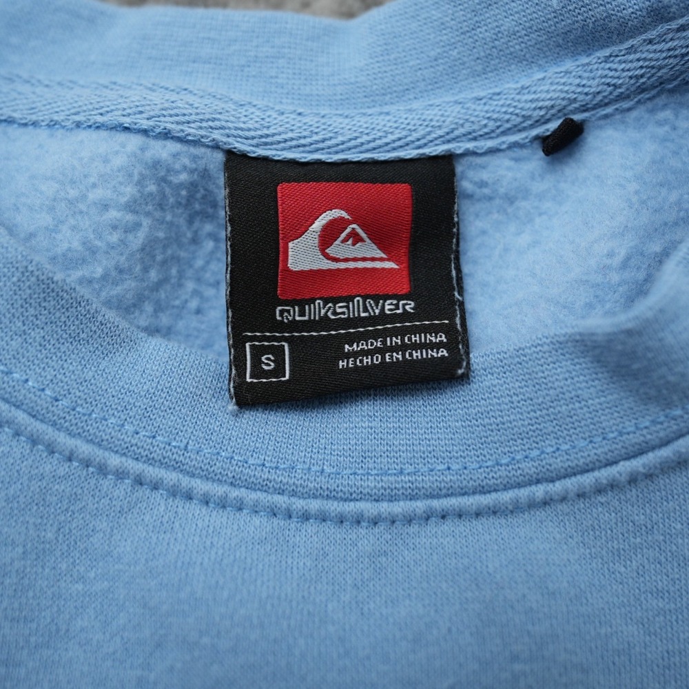 Quiksilver Sweatshirt Men Sky Blue Crewneck Logo Casual Pullover Soft Small - Picture 3 of 9
